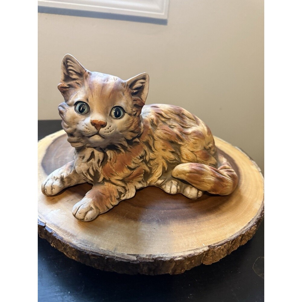 MCM Tabby  Large Orange Brown Cat  Laying Statue 11” X 7” X 6”